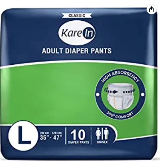 Adult Diaper Pants, Large, Unisex, Leakproof, Elastic Waist, Wetness Indicator H109
