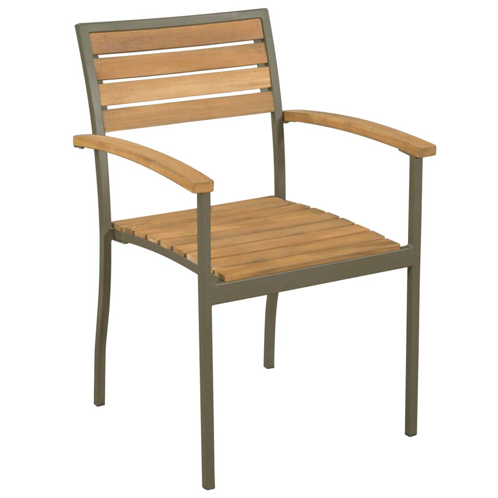 9 Piece Natural Wood and Grey Steel Outdoor Dining Set K44490