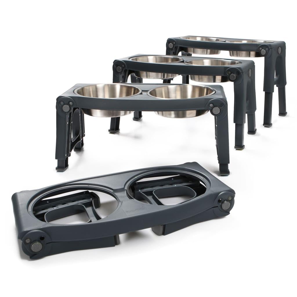Adjustable Height Double Pet Feeder with Stainless Steel Bowls L672229