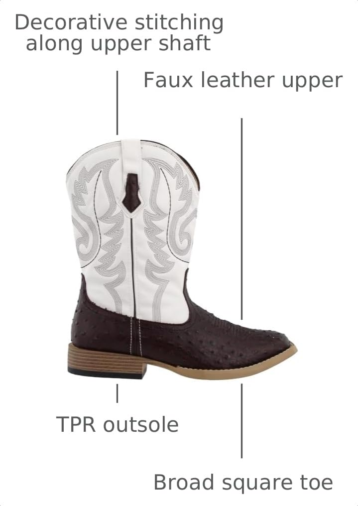 Brown Mid Calf Square Toe Boots J963