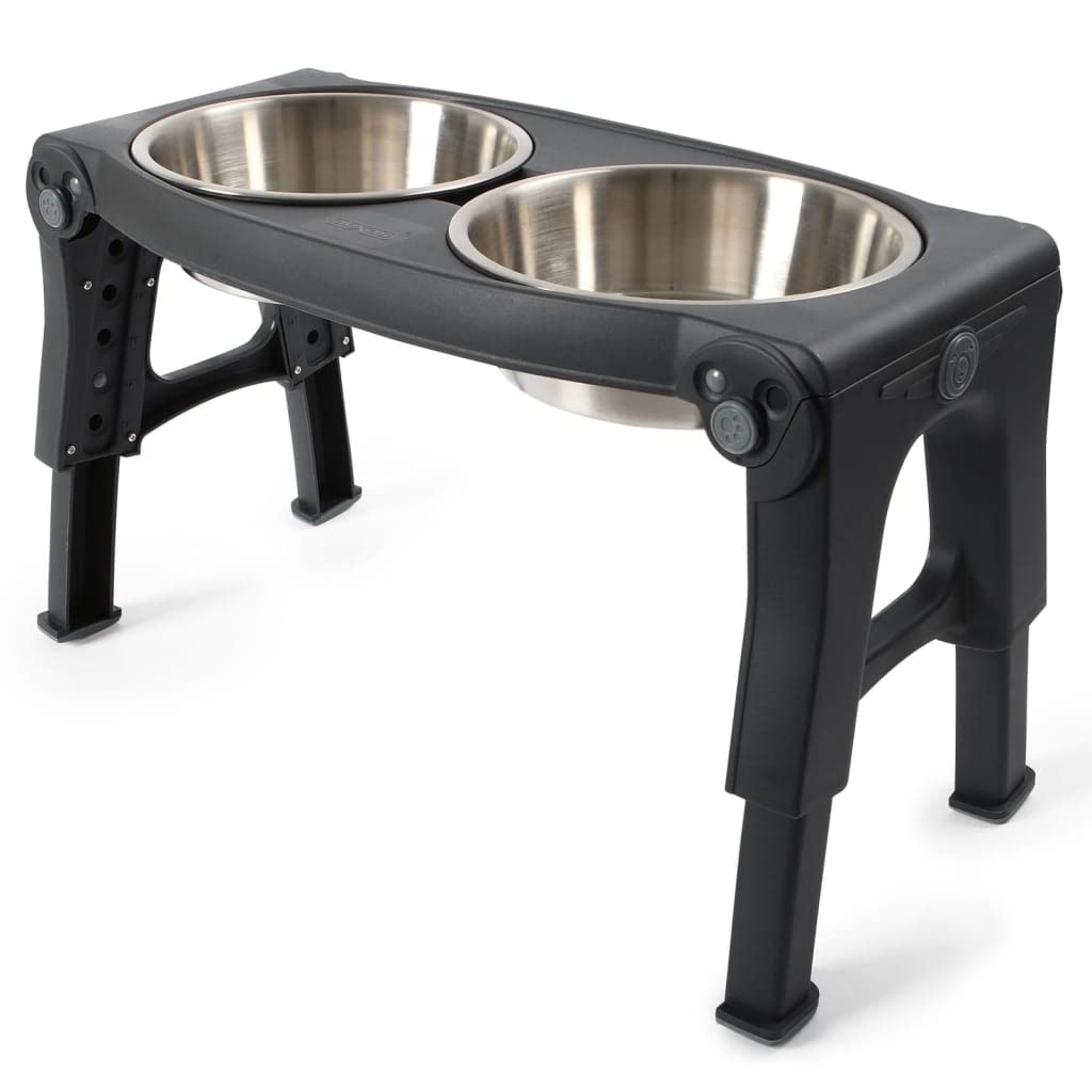 Adjustable Height Double Pet Feeder with Stainless Steel Bowls L672229