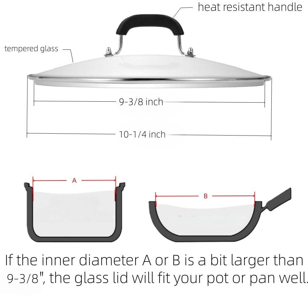 10-1/4 Inch Tempered Glass Lid with Steam Hole C3296
