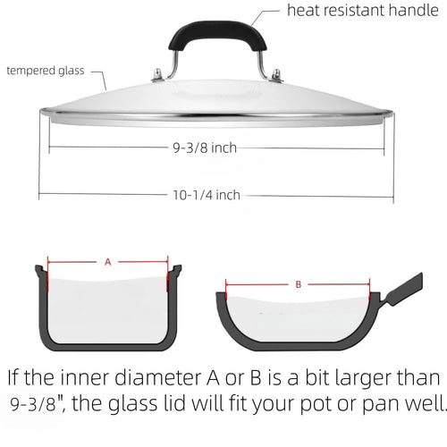 10-1/4 Inch Tempered Glass Lid with Steam Hole C3296