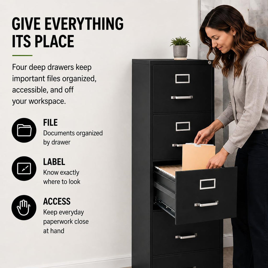 4 Drawer Metal Vertical Filing Cabinet H273
