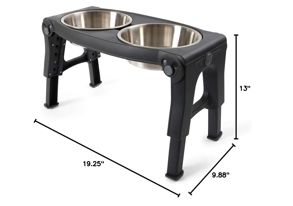 Adjustable Height Double Pet Feeder with Stainless Steel Bowls L672229