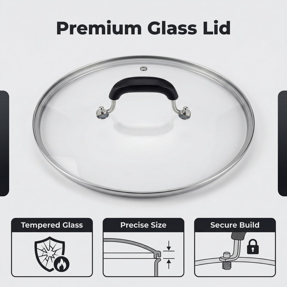 10-1/4 Inch Tempered Glass Lid with Steam Hole C3296