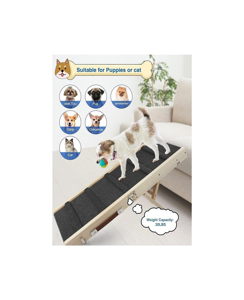 Adjustable Portable Folding Non-Slip Dog Ramp O333730