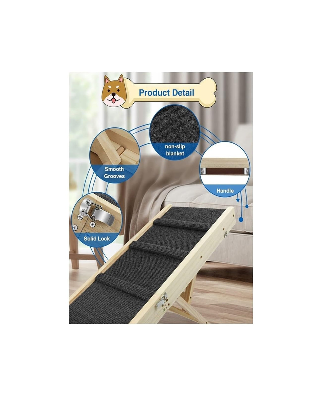 Adjustable Portable Folding Non-Slip Dog Ramp O333730