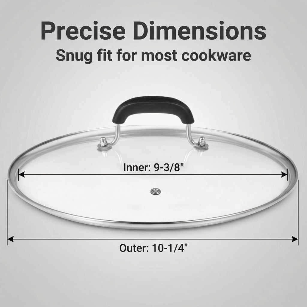10-1/4 Inch Tempered Glass Lid with Steam Hole C3296
