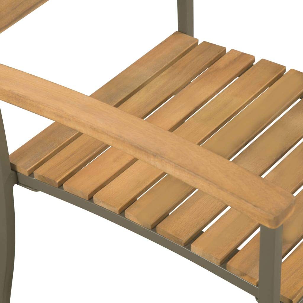 9 Piece Natural Wood and Grey Steel Outdoor Dining Set K44490