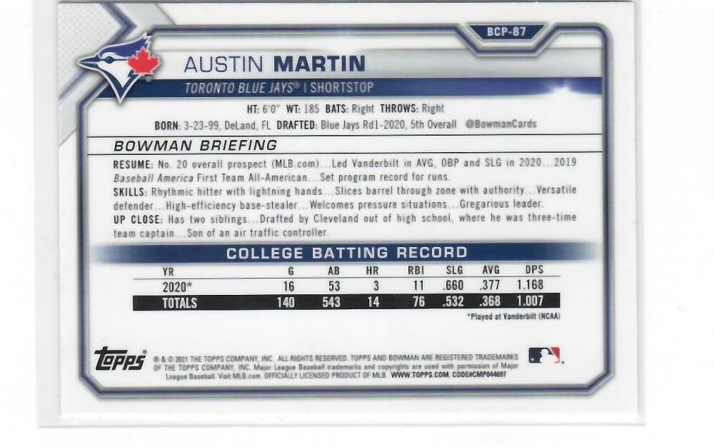 2021 Bowman Chrome Mega Box Mojo Refractor Baseball R2607