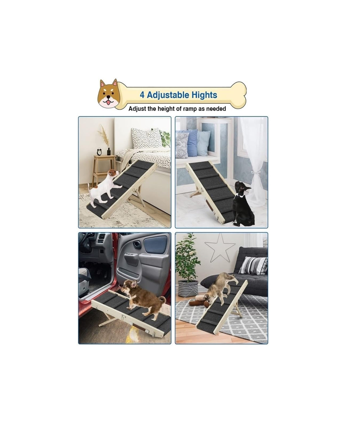 Adjustable Portable Folding Non-Slip Dog Ramp O333730