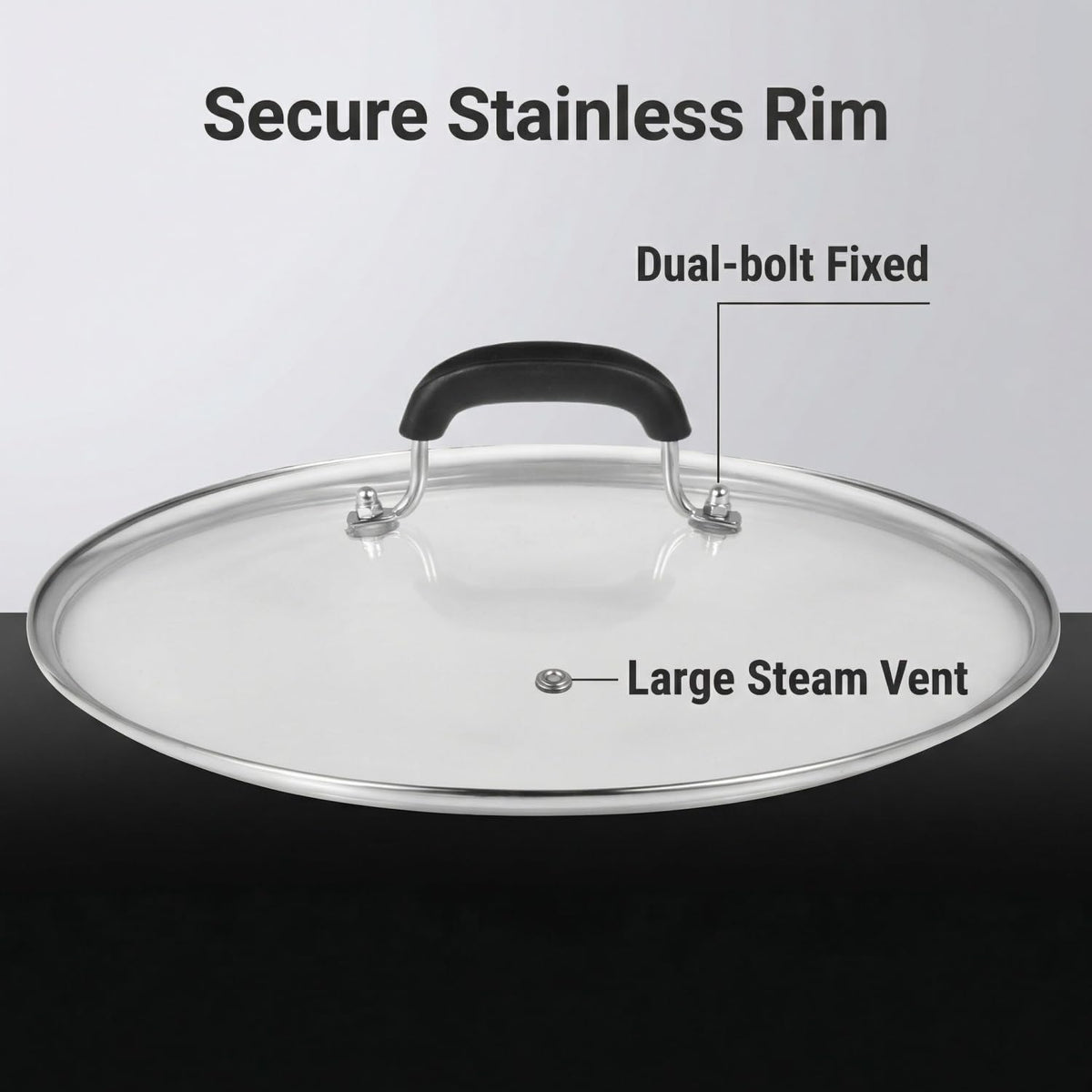 10-1/4 Inch Tempered Glass Lid with Steam Hole C3296