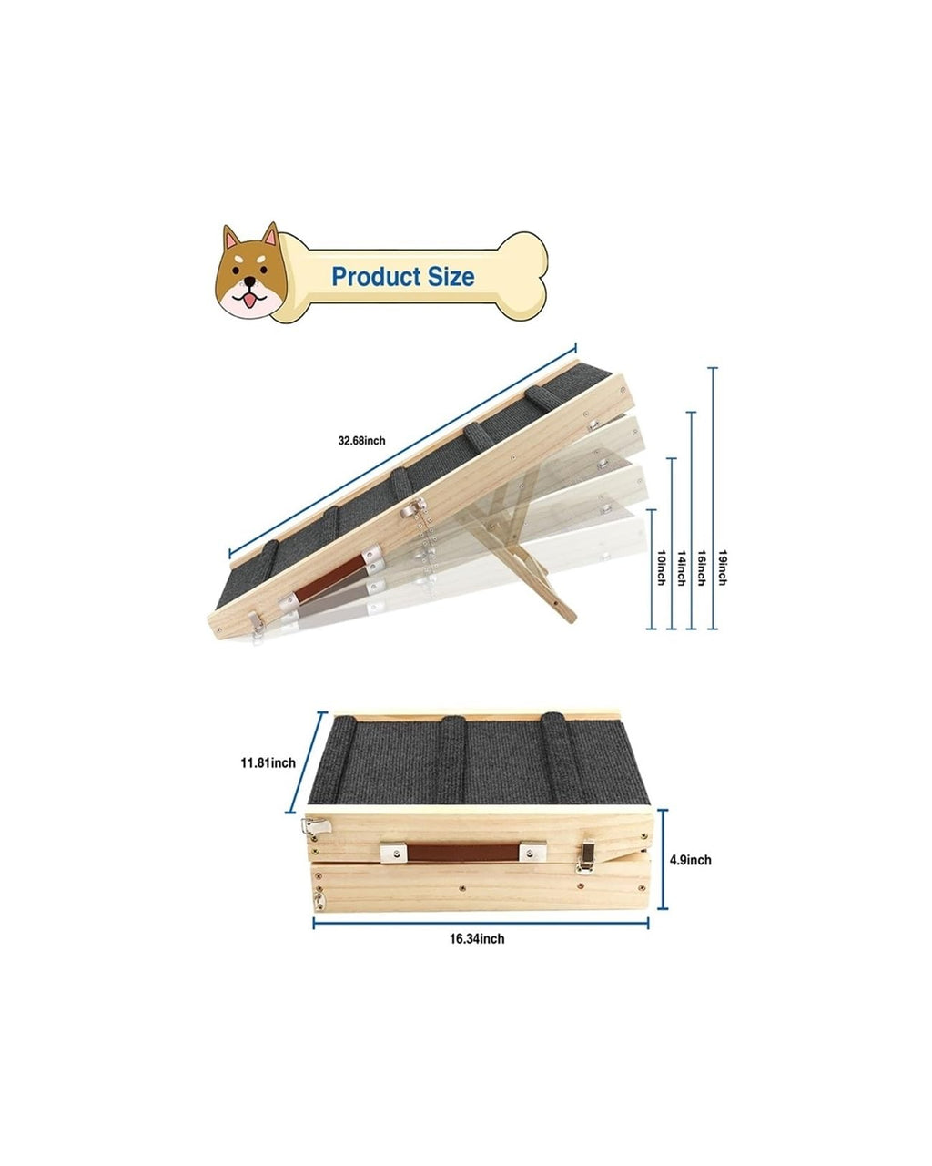 Adjustable Portable Folding Non-Slip Dog Ramp O333730