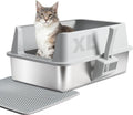XL Stainless Steel Cat Litter Box with Lid and Scoop G847311
