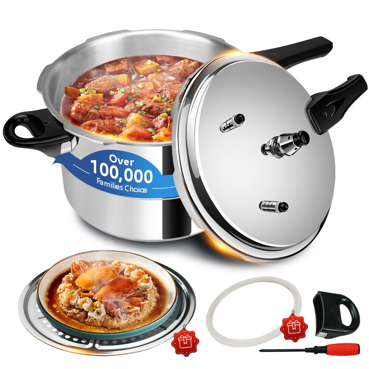 4.23 Quart Aluminum Stovetop Pressure Cooker T181