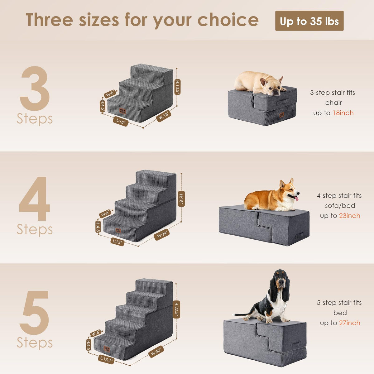 4-Step Grey Dog Stairs V35983