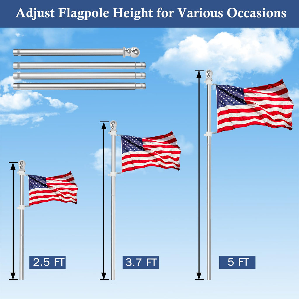 5FT Stainless Steel Wall Mounted Flag Pole Kit U160934
