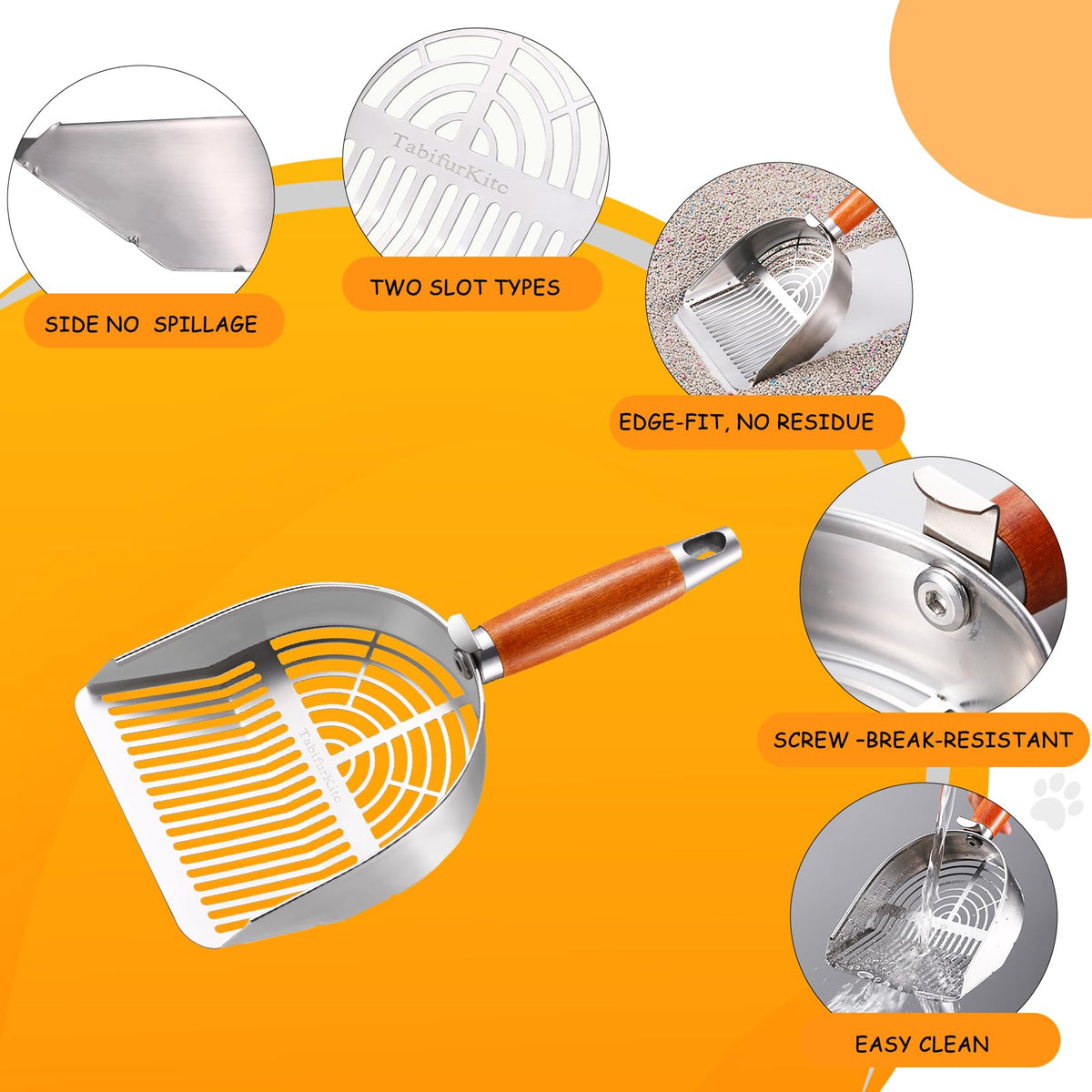 304 Stainless Steel Cat Litter Scoop with Holder Stand V4587