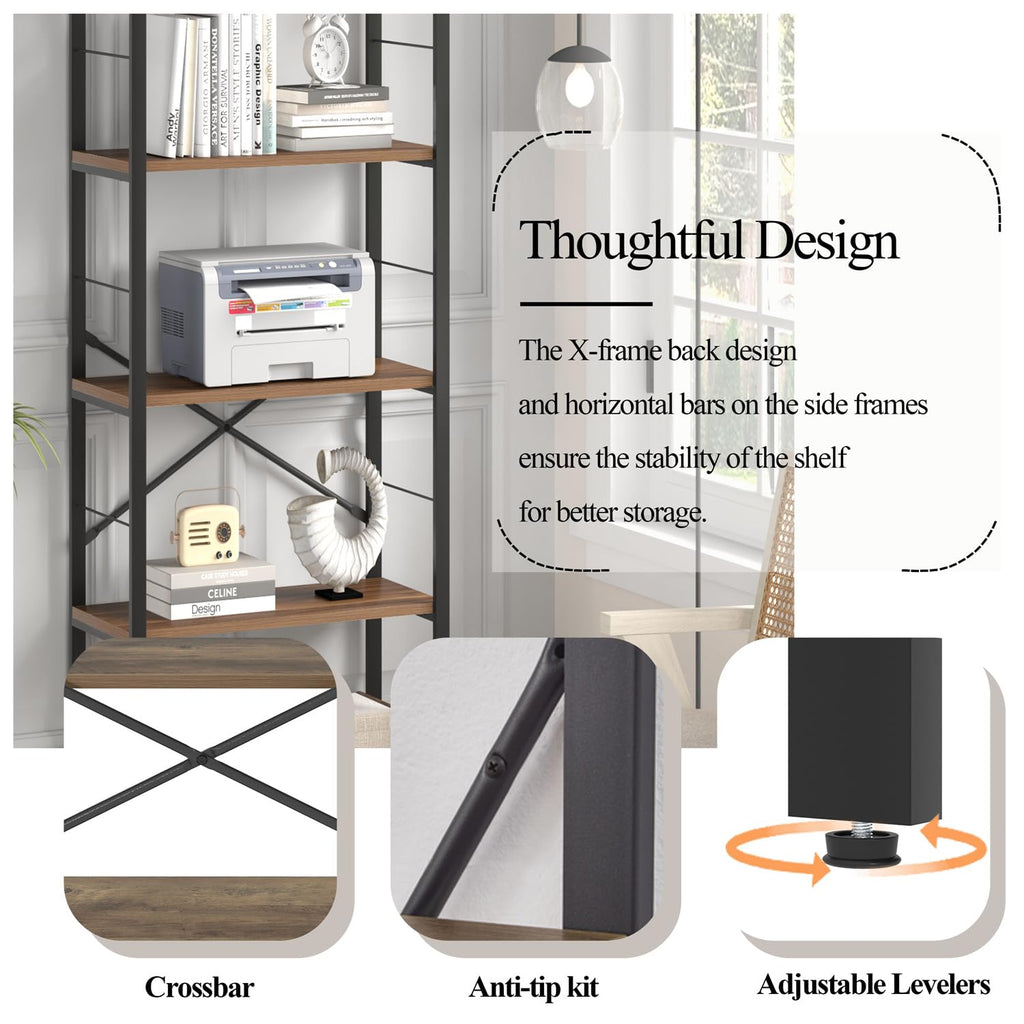 5 Tier Wood and Metal Bookshelf E44182