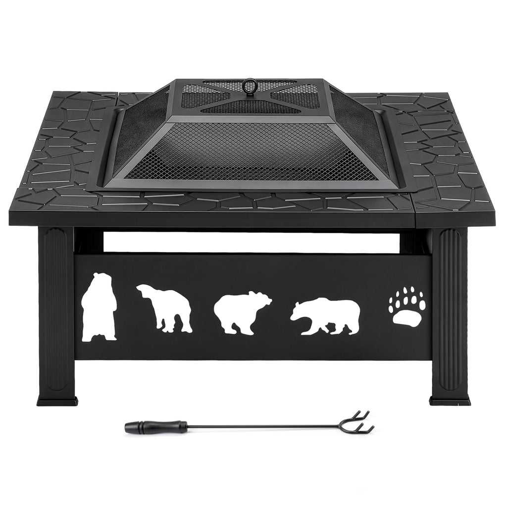 32 Inch Square Wood Burning Fire Pit Table F3162