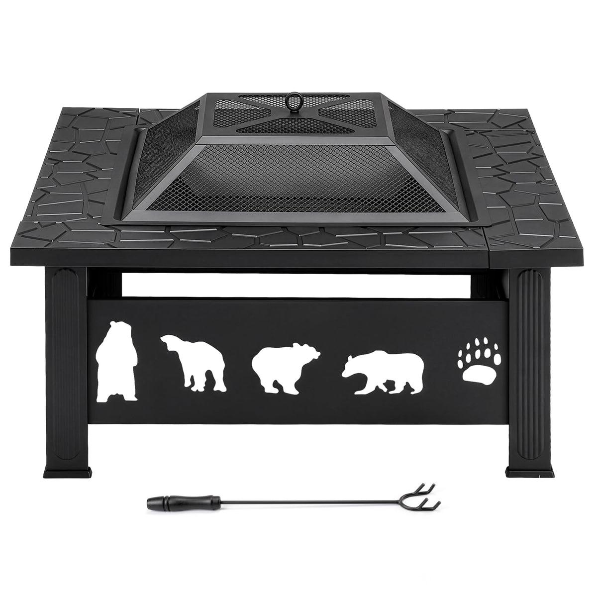 32 Inch Square Wood Burning Fire Pit Table F3162