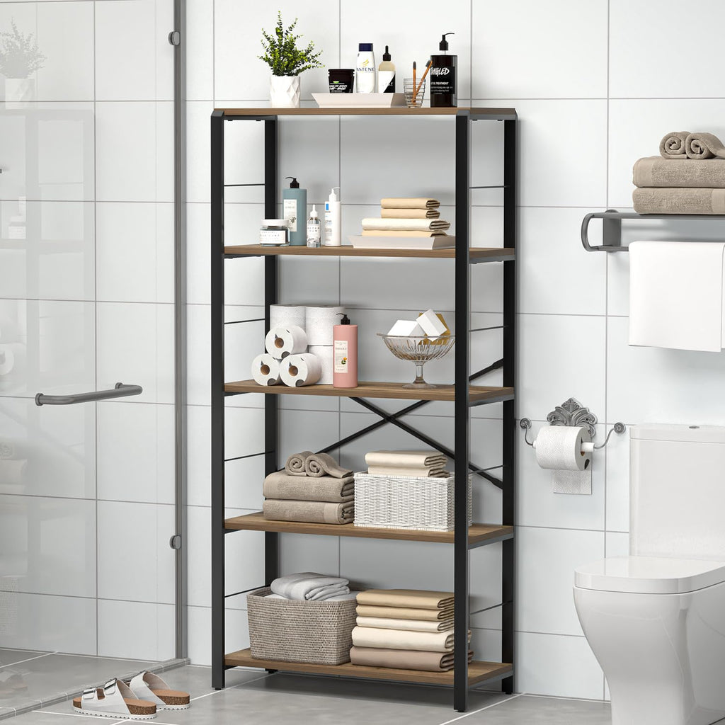 5 Tier Wood and Metal Bookshelf E44182