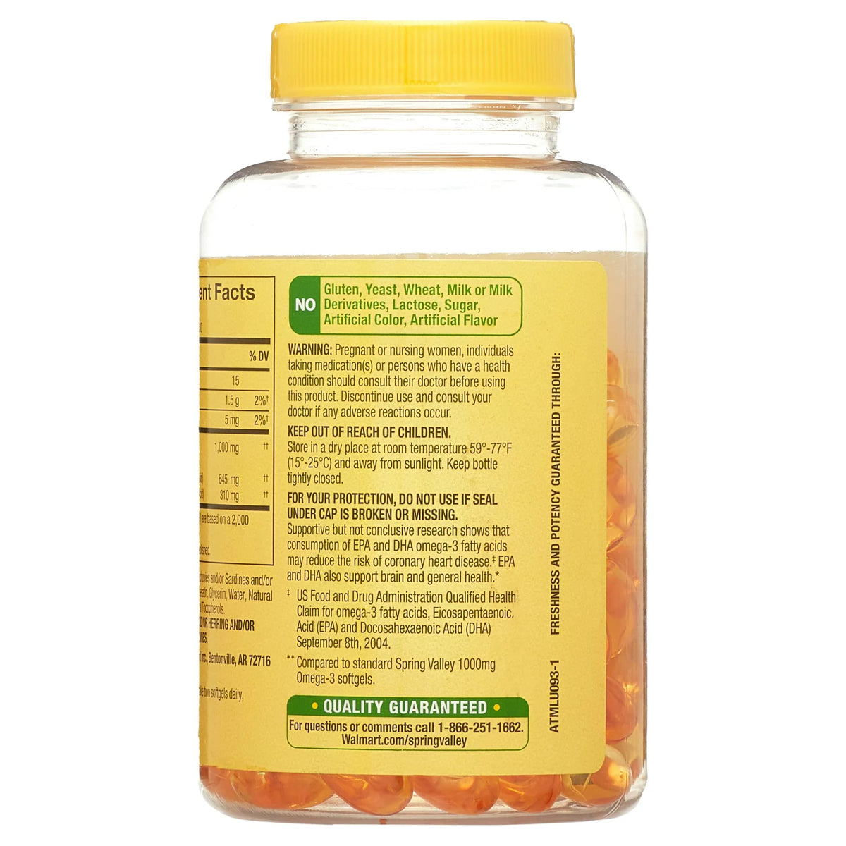 Omega-3 Fish Oil 1000 mg 120 Count Softgels Dietary Supplement U181703