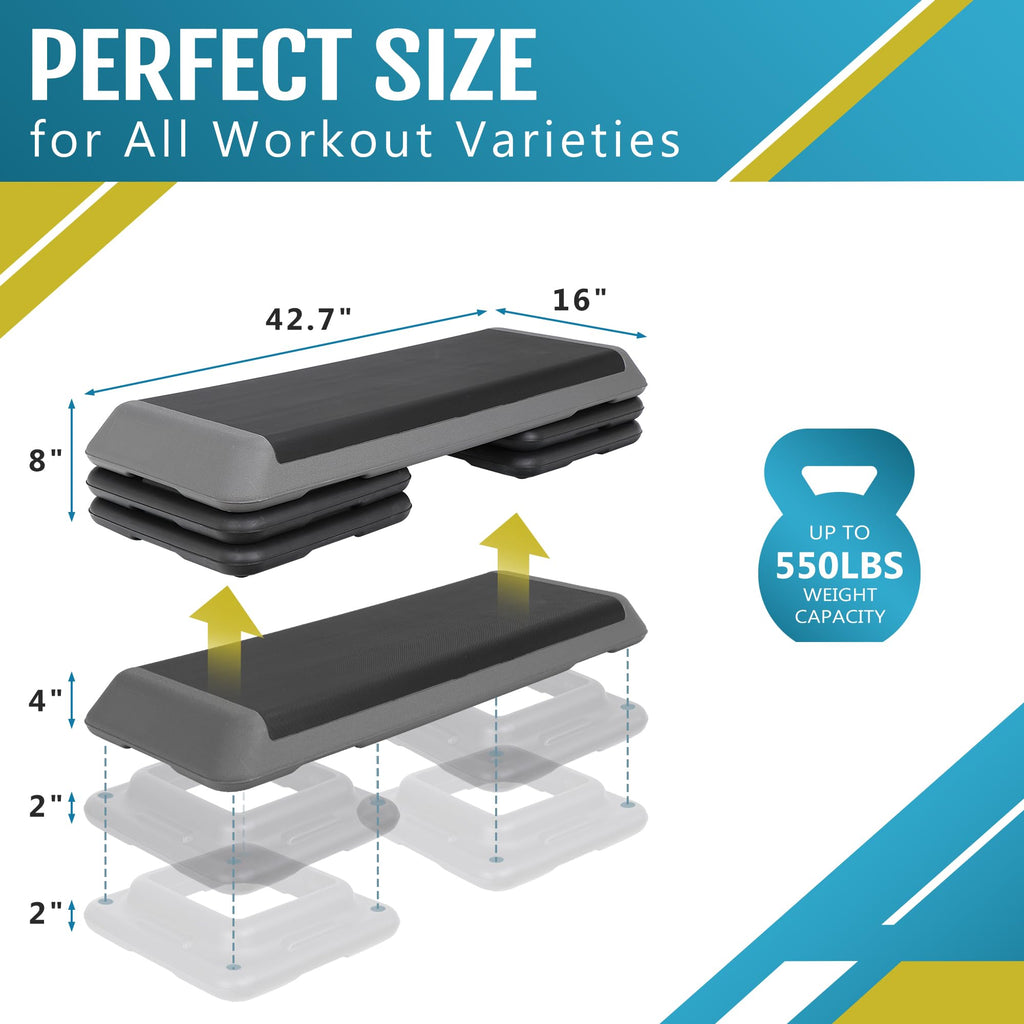 43 Inch Adjustable Aerobic Step Platform with 4 Risers X51192