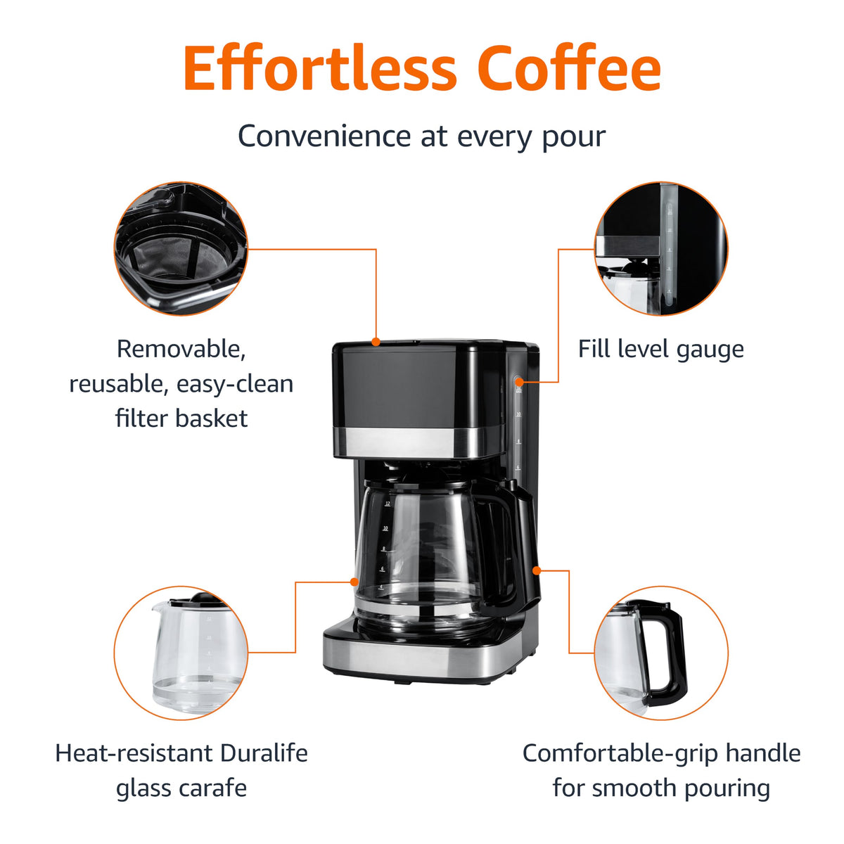12 Cup Drip Coffee Maker with Glass Carafe B11452