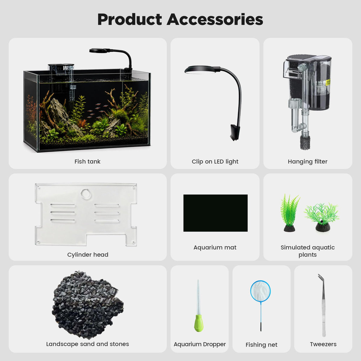 2 Gallon Fish Tank with Light and Filter J985