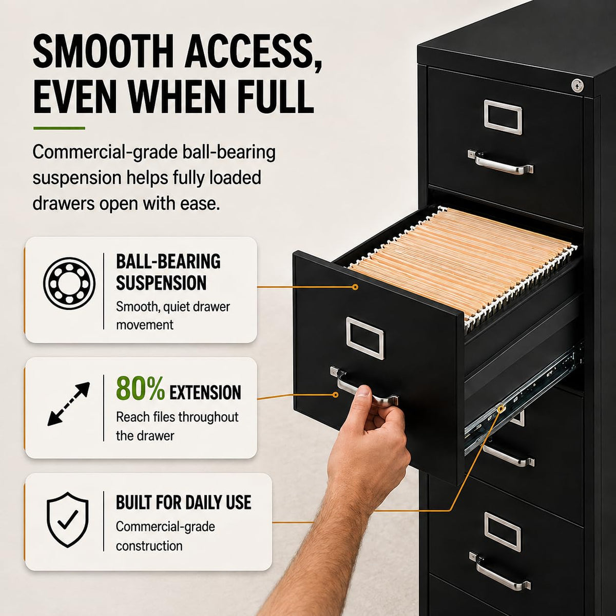 4 Drawer Metal Vertical Filing Cabinet H273