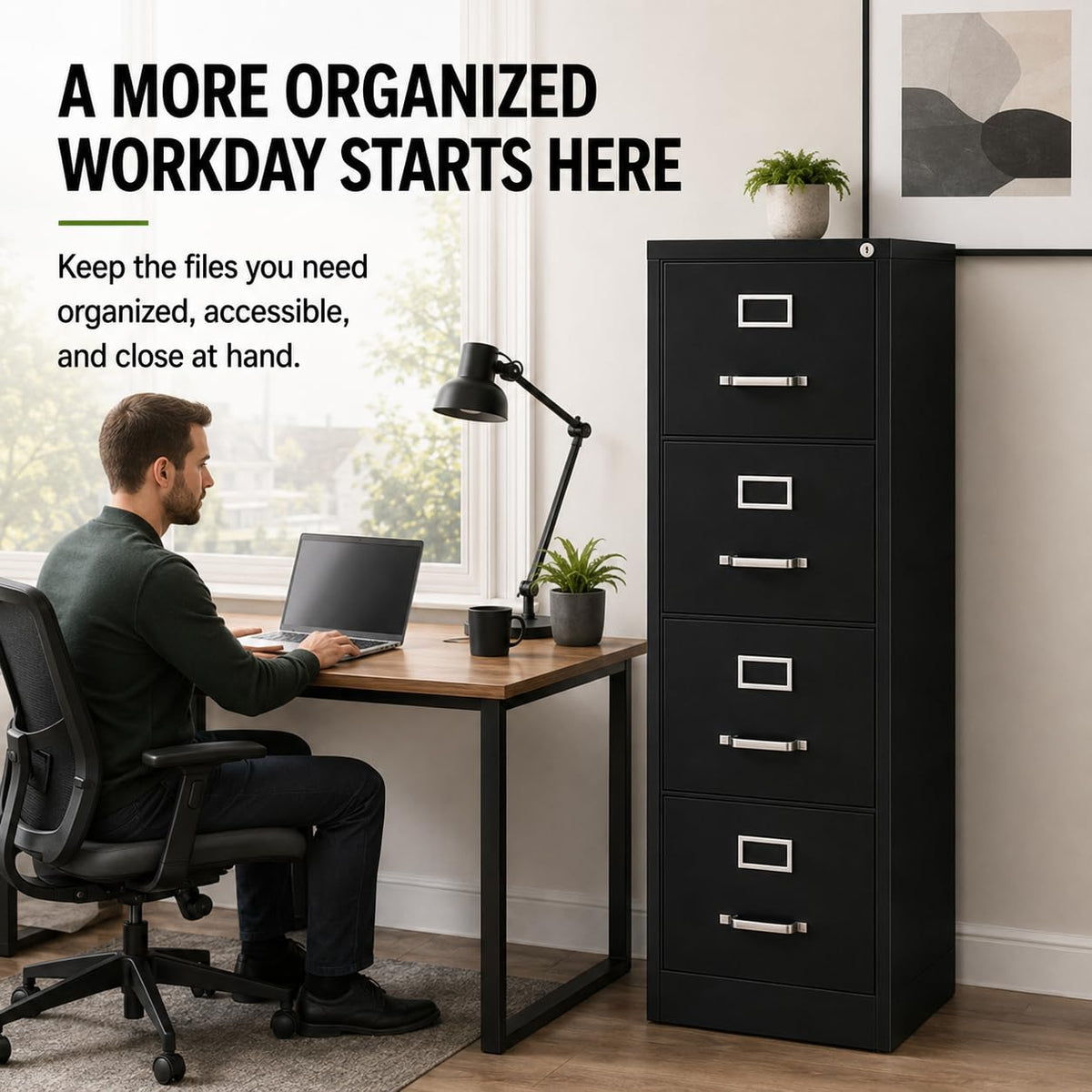 4 Drawer Metal Vertical Filing Cabinet H273