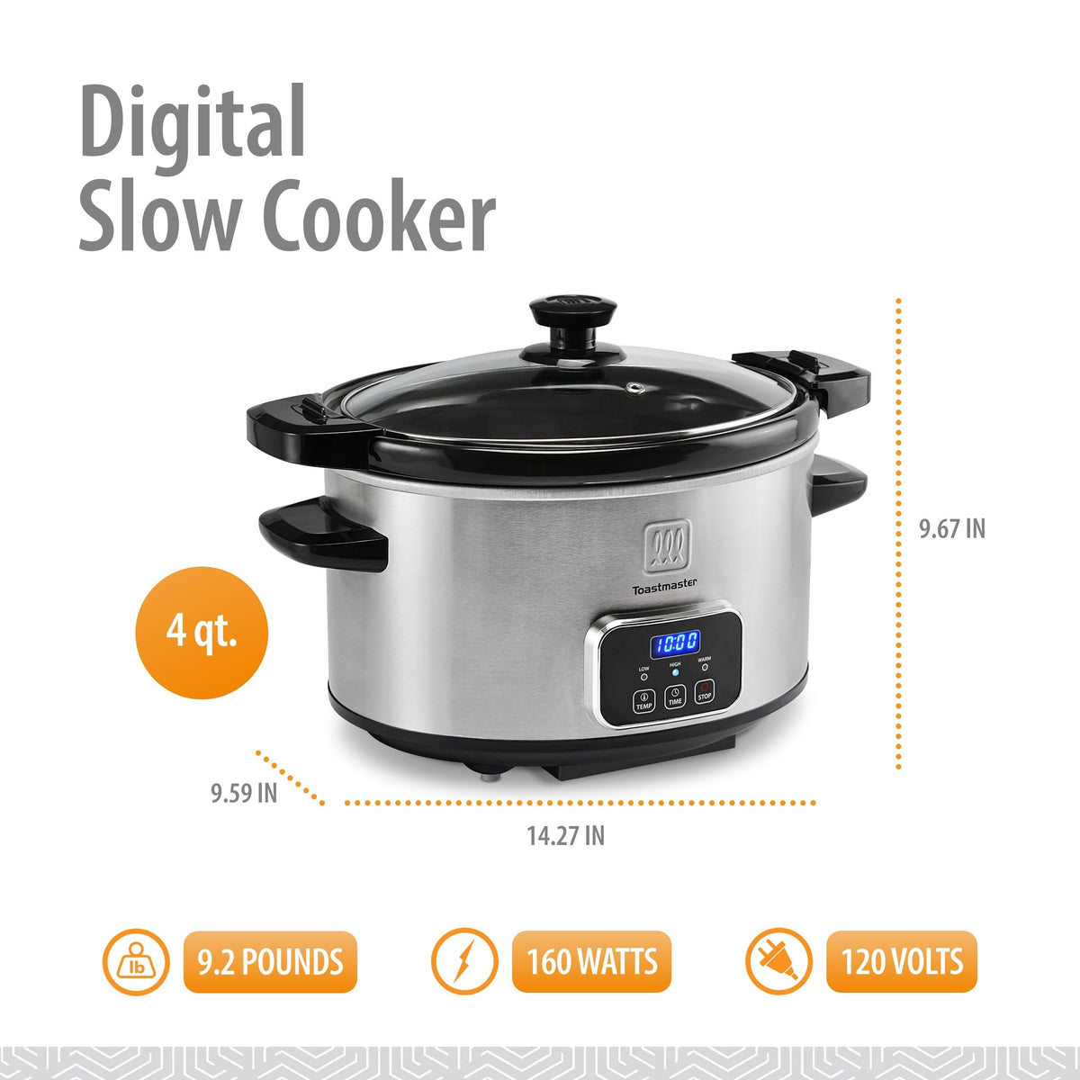 4-Quart Stainless Steel Slow Cooker Y937