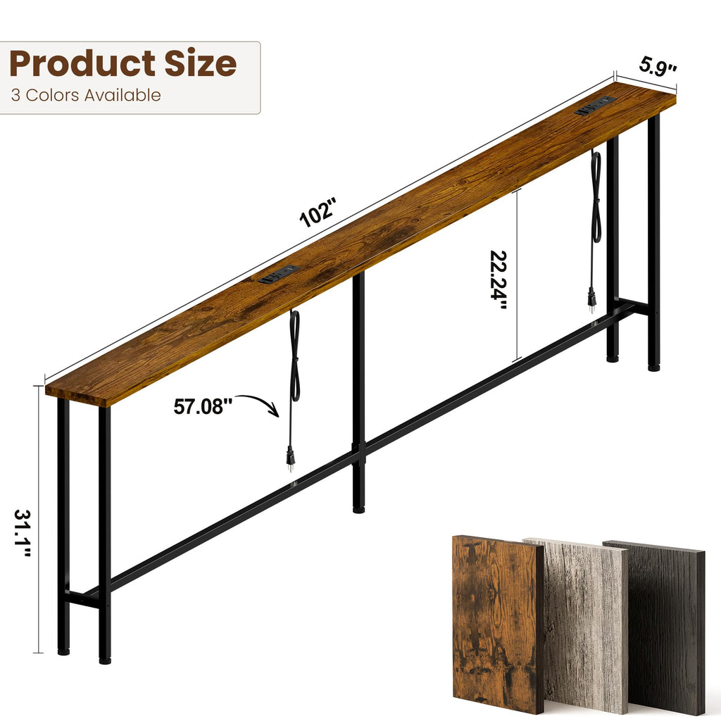 102 Inch Narrow Sofa Table with Power Outlets N523567
