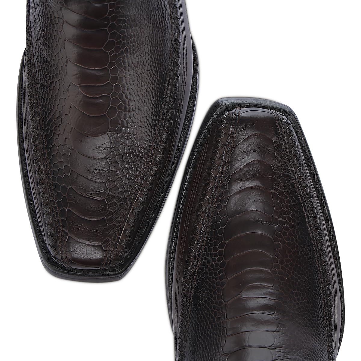 Brown Ostrich Leg Leather Cowboy Boots Y447