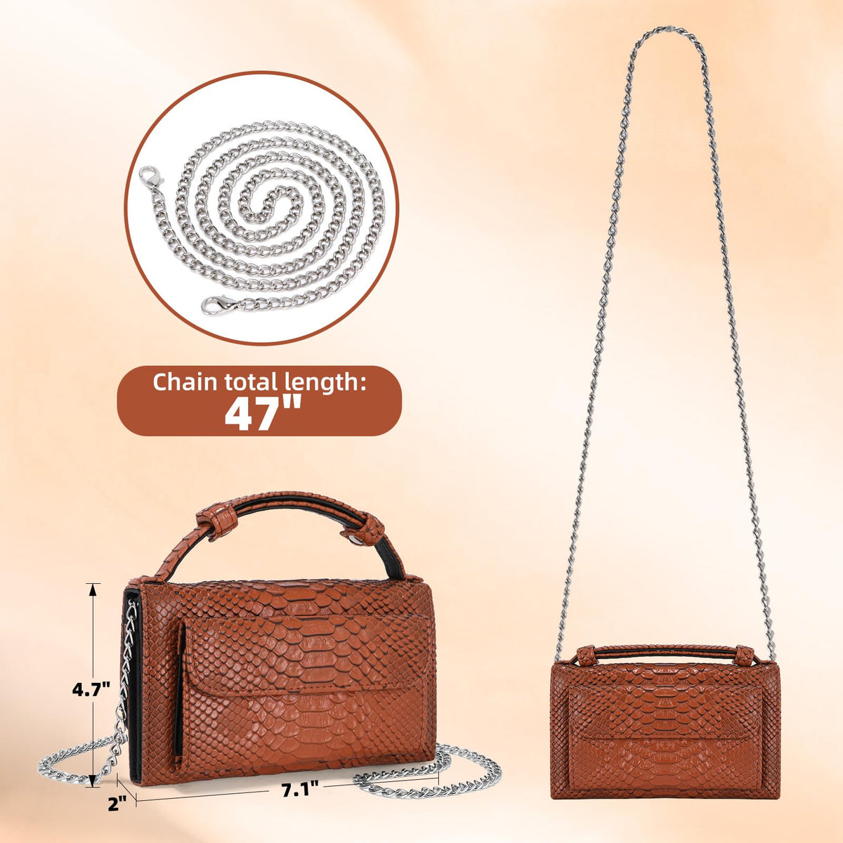 Animal Pattern Embossed Leather Crossbody Wallets Bags T406