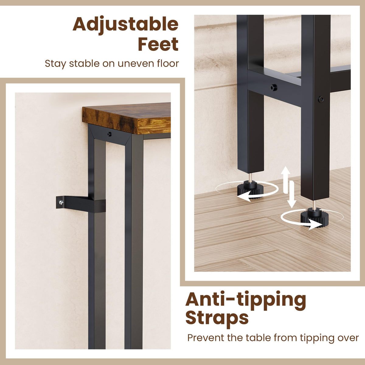 102 Inch Narrow Sofa Table with Power Outlets N523567