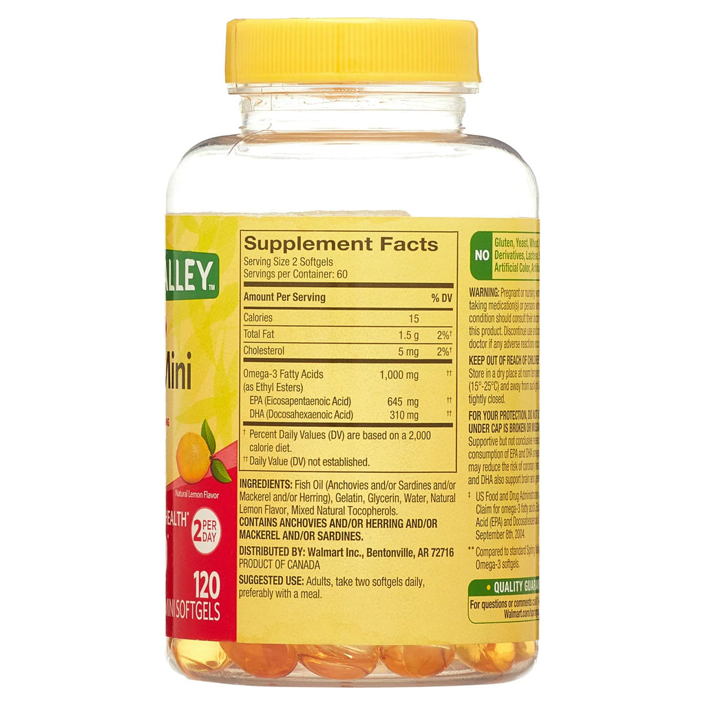 Omega-3 Fish Oil 1000 mg 120 Count Softgels Dietary Supplement U181703