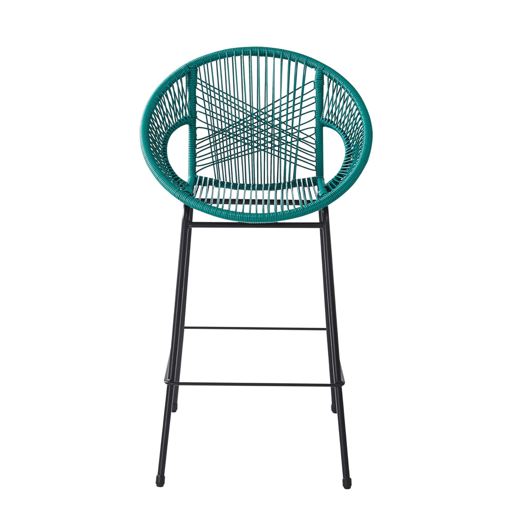 Teal Faux Wicker Outdoor Bar Stool, Set of 2 M4384