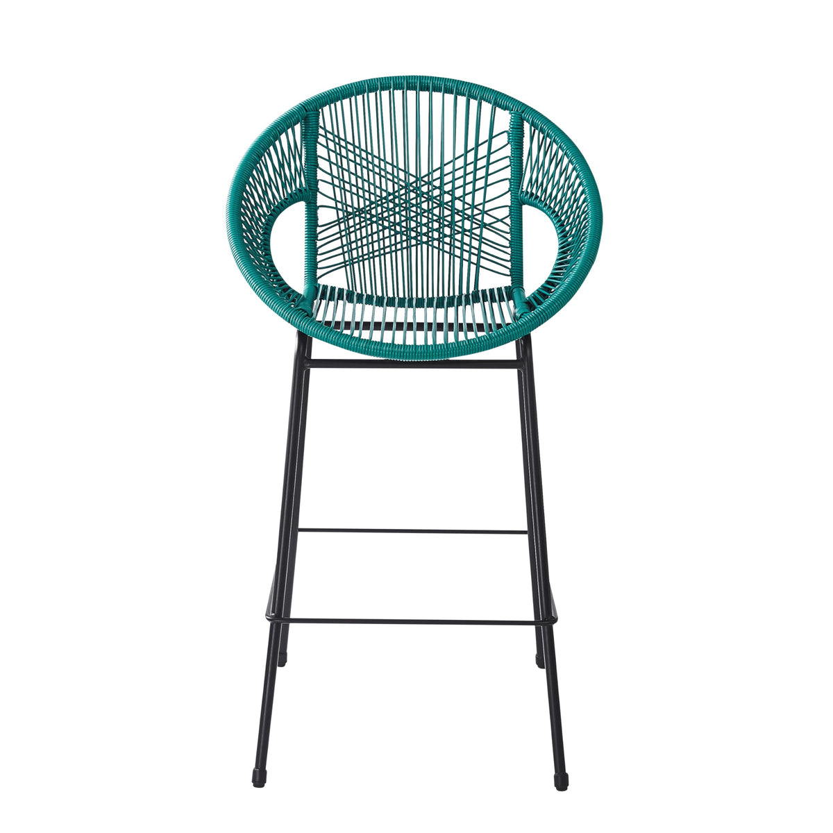 Teal Faux Wicker Outdoor Bar Stool, Set of 2 M4384