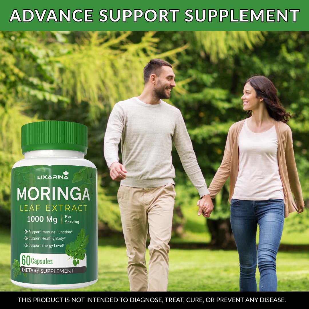 Moringa Capsules Organic 1000MG 60 Count Pack-2 N51606