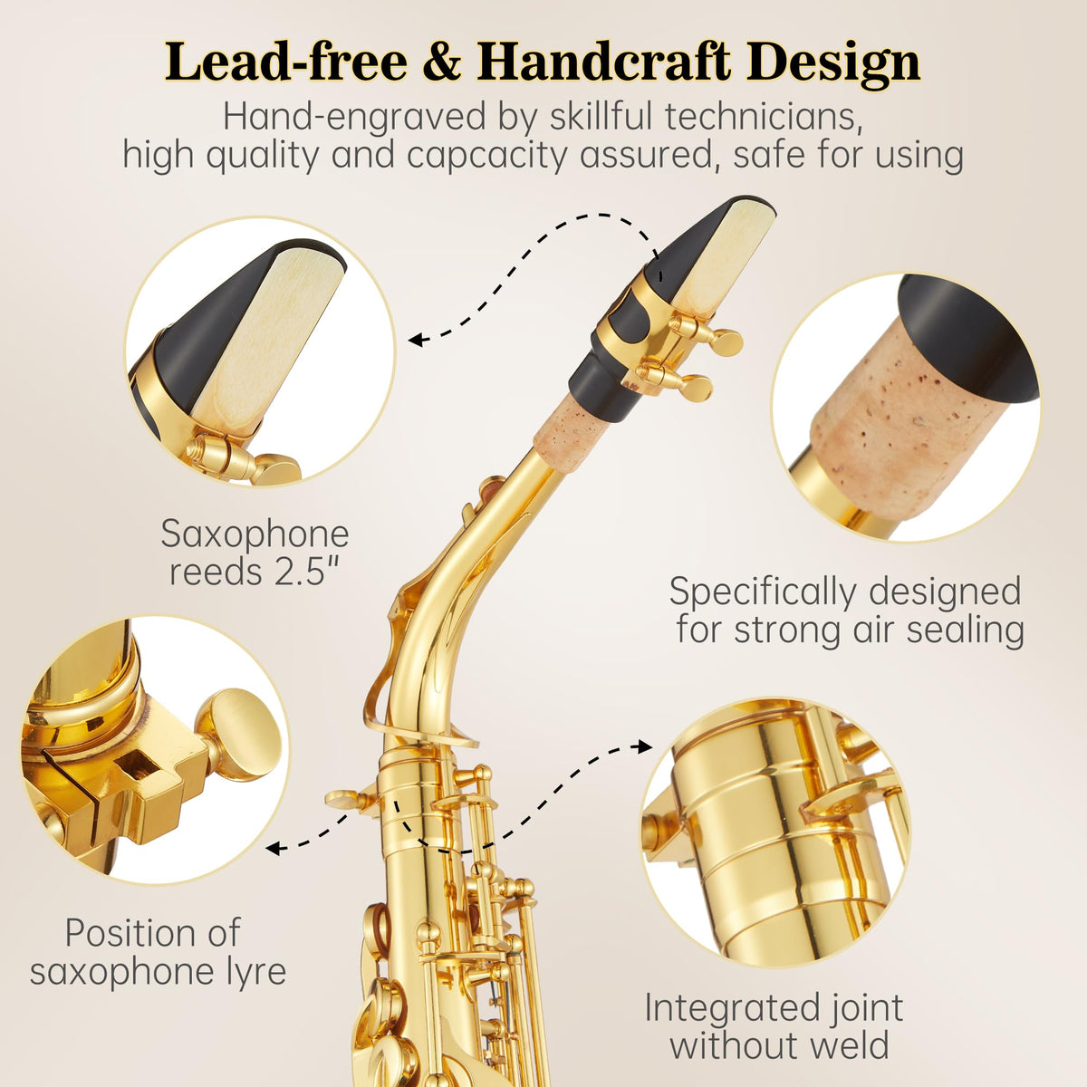 Alto Saxophone Copper Body Electroplated Gold Finish I1566