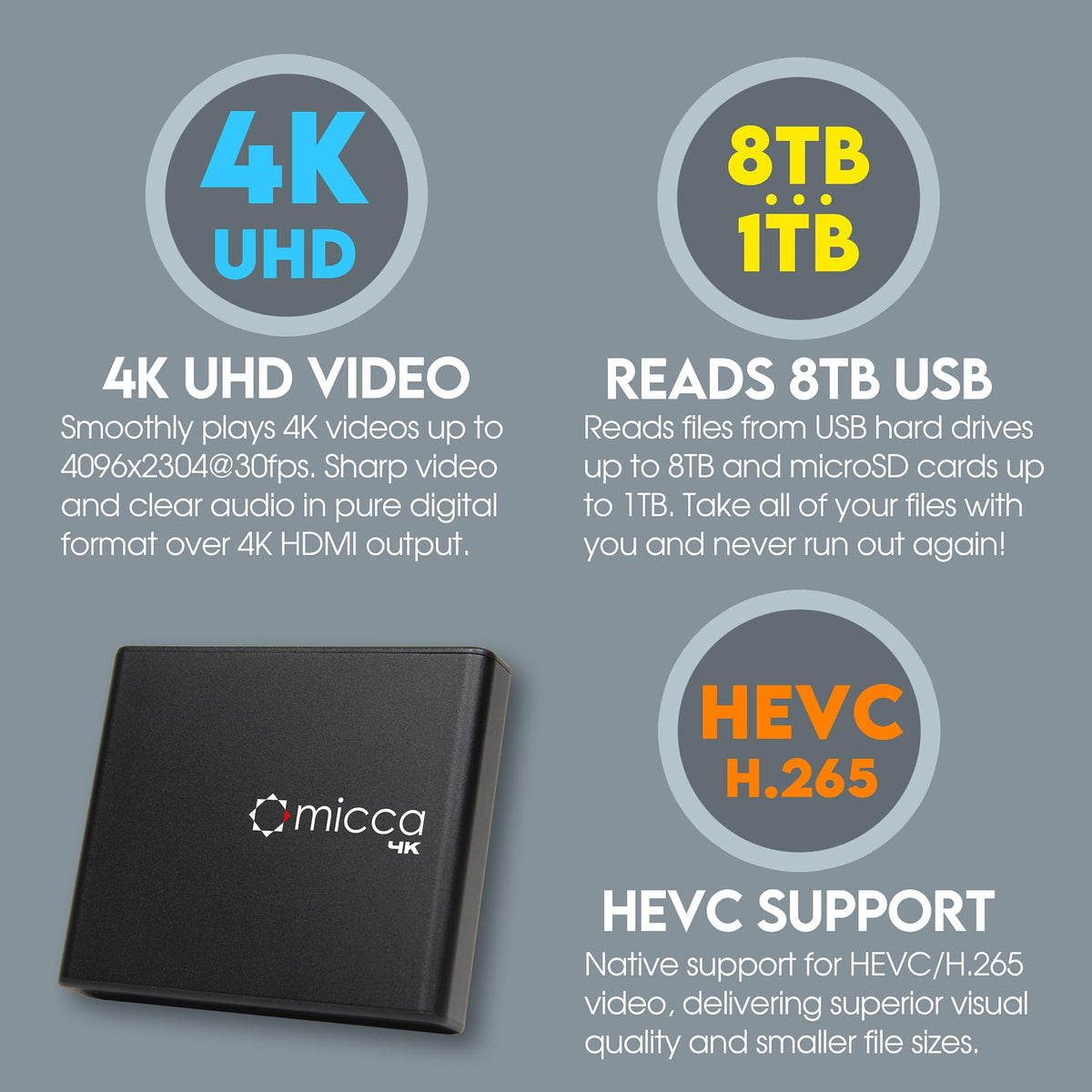 4K Ultra-HD USB and microSD Media Player A68508