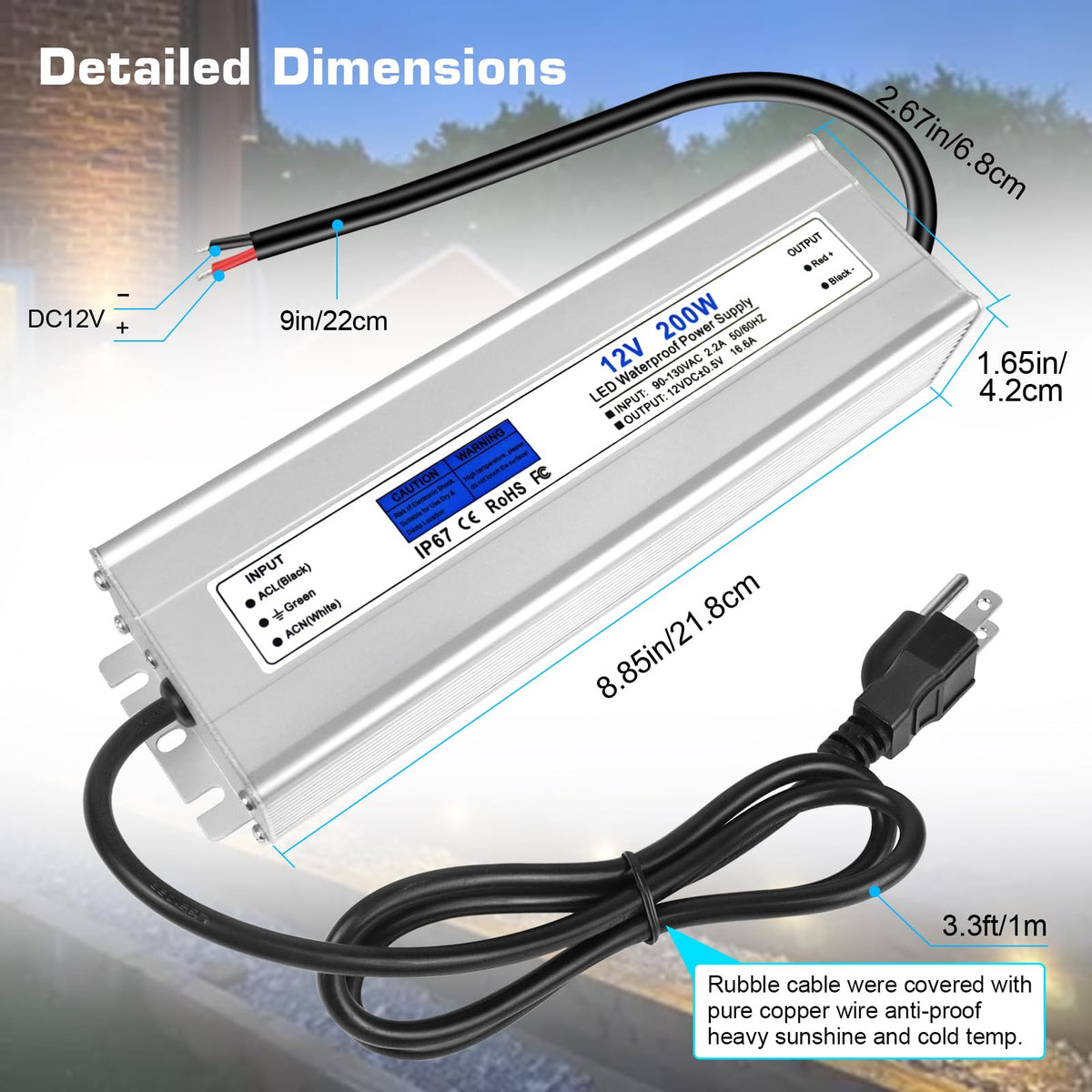 200W IP67 Waterproof 12V LED Driver O8886