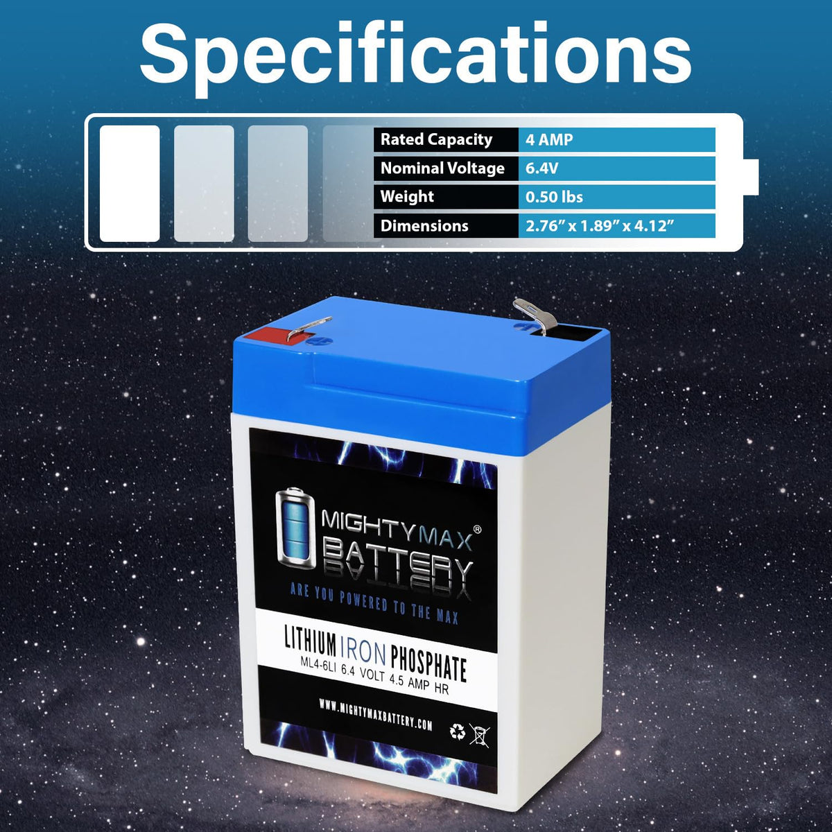 6V 4.5AH Lithium Replacement Battery Y136