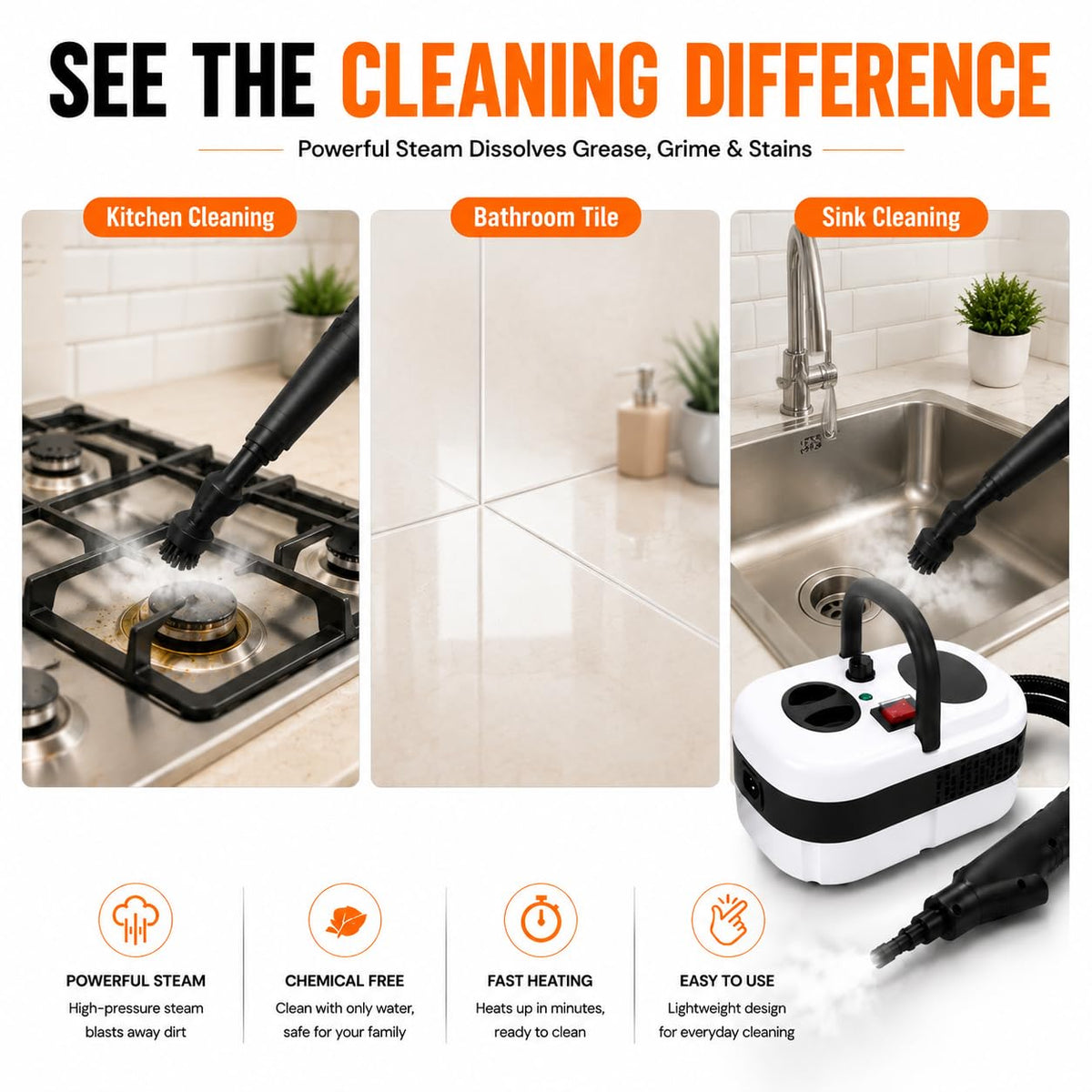 Handheld Steam Cleaner with 10-Piece Accessory Kit R1361