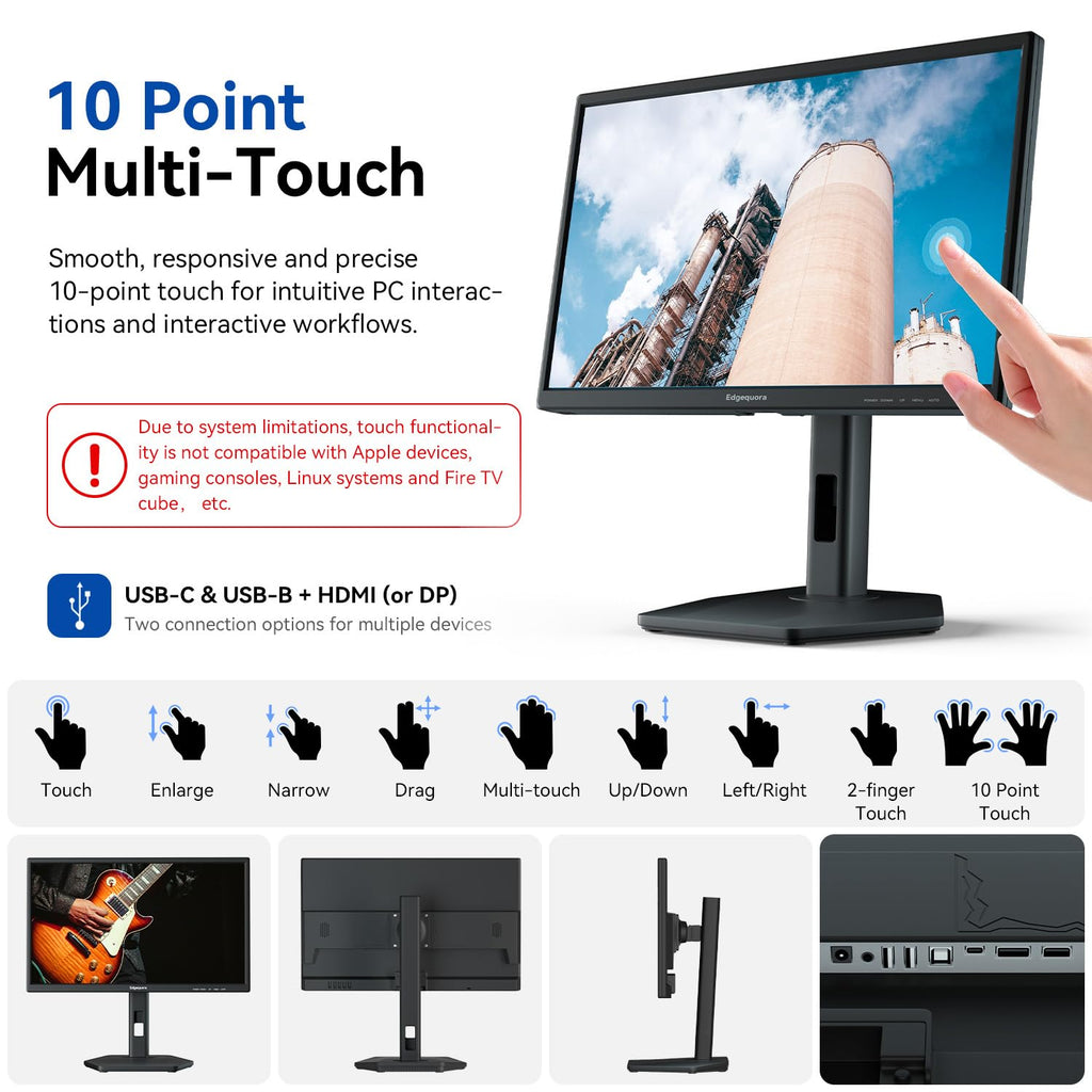 24 Inch USB-C Touchscreen Monitor Adjustable VA A6137