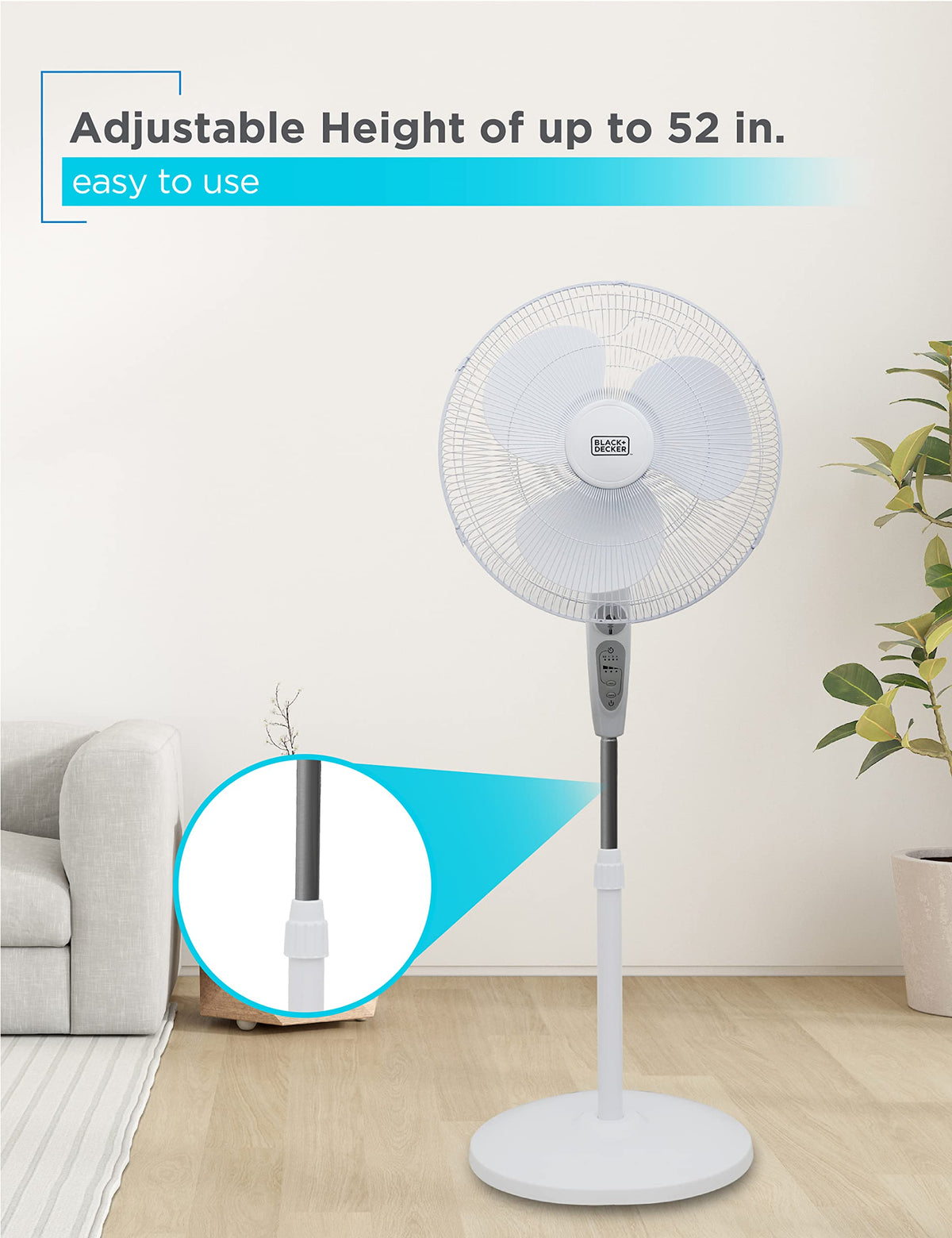 18-Inch Stand Fan with Remote and 3-Speed Settings, White F154