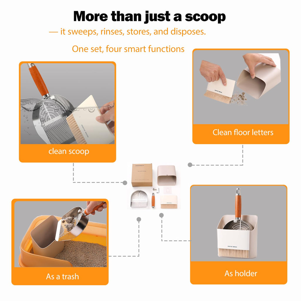 304 Stainless Steel Cat Litter Scoop with Holder Stand V4587